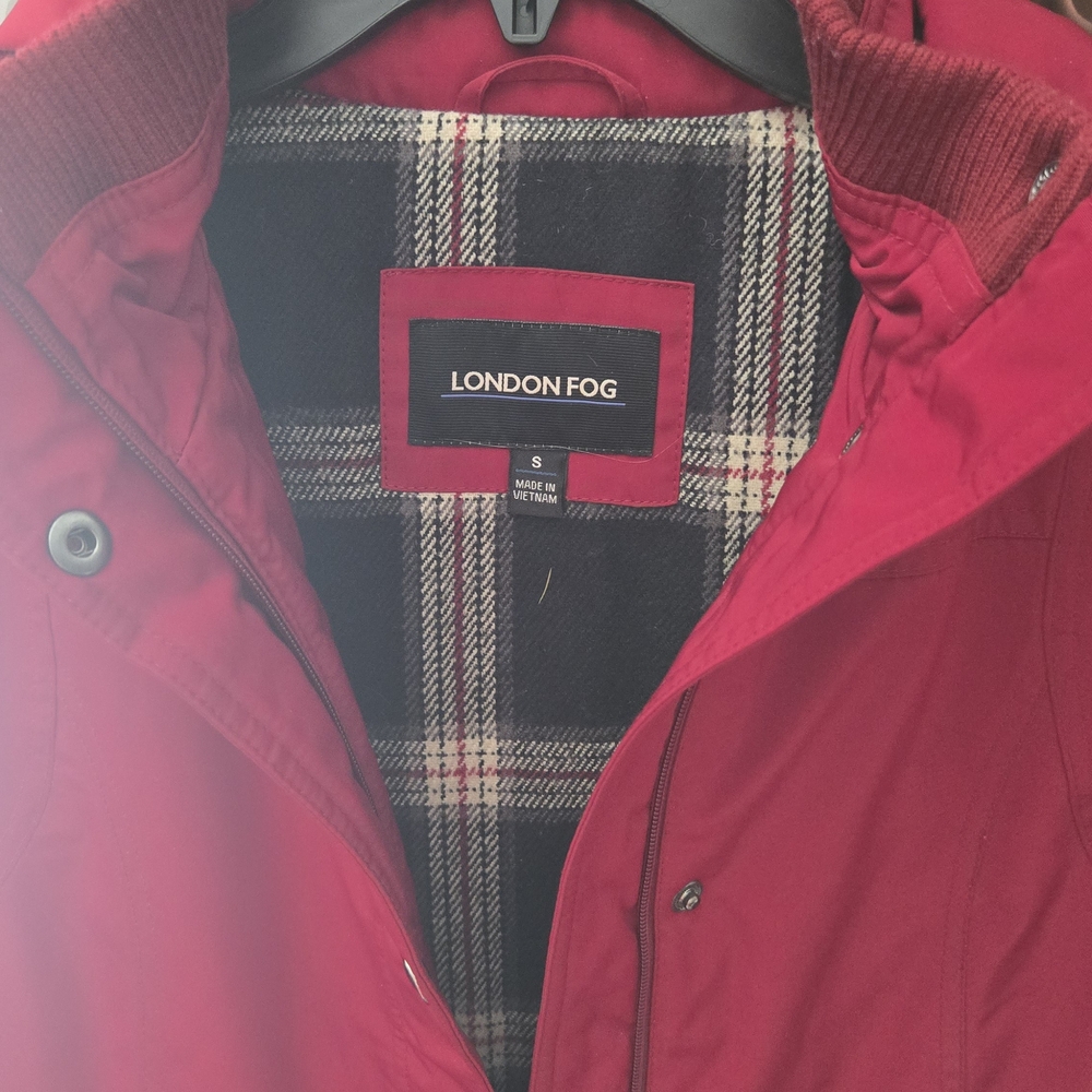 London Fog Crimson Coat with Plaid Lining